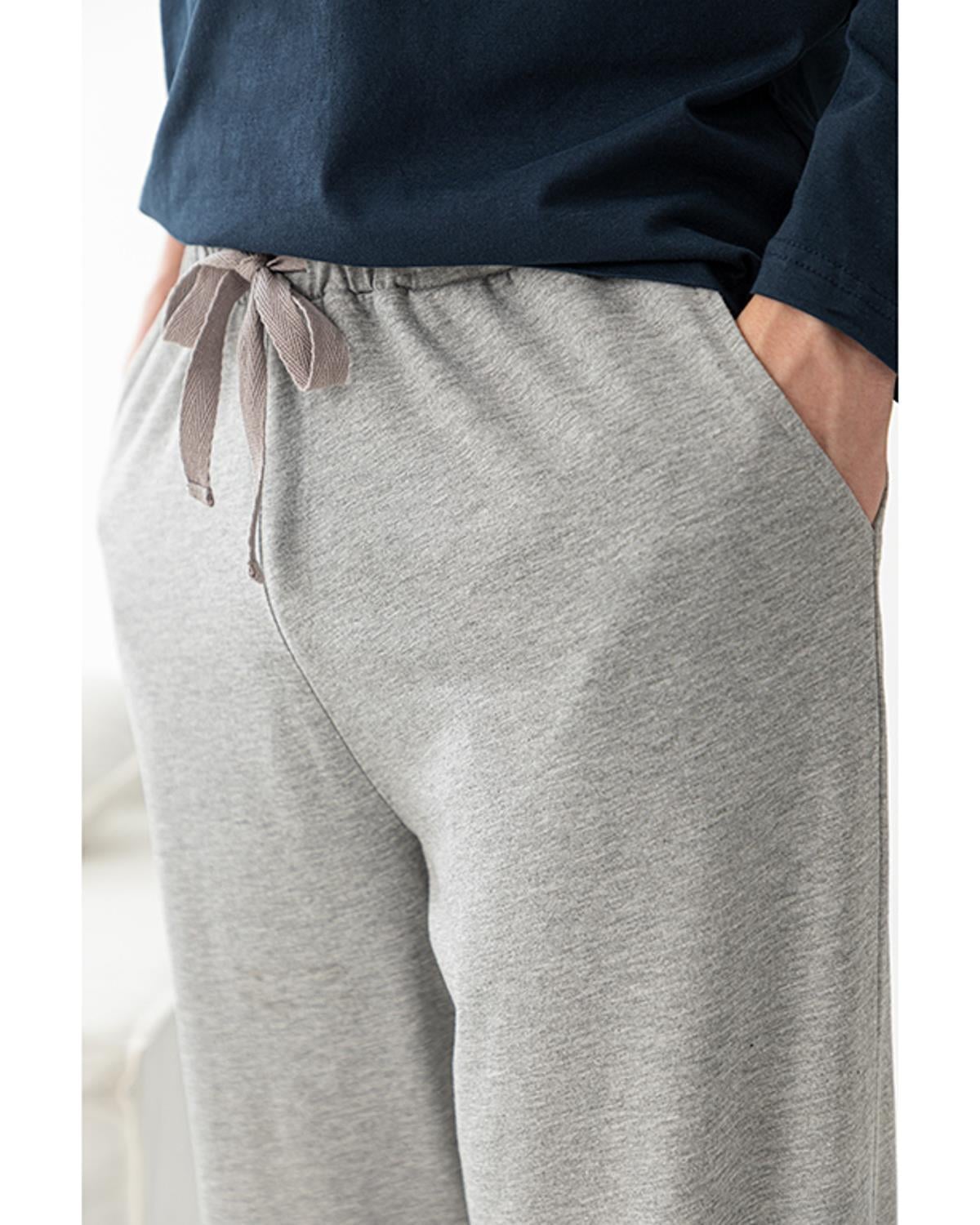Simple Cotton Комплект Пижама Мъжки Пениран памук L Сив - Морскосин