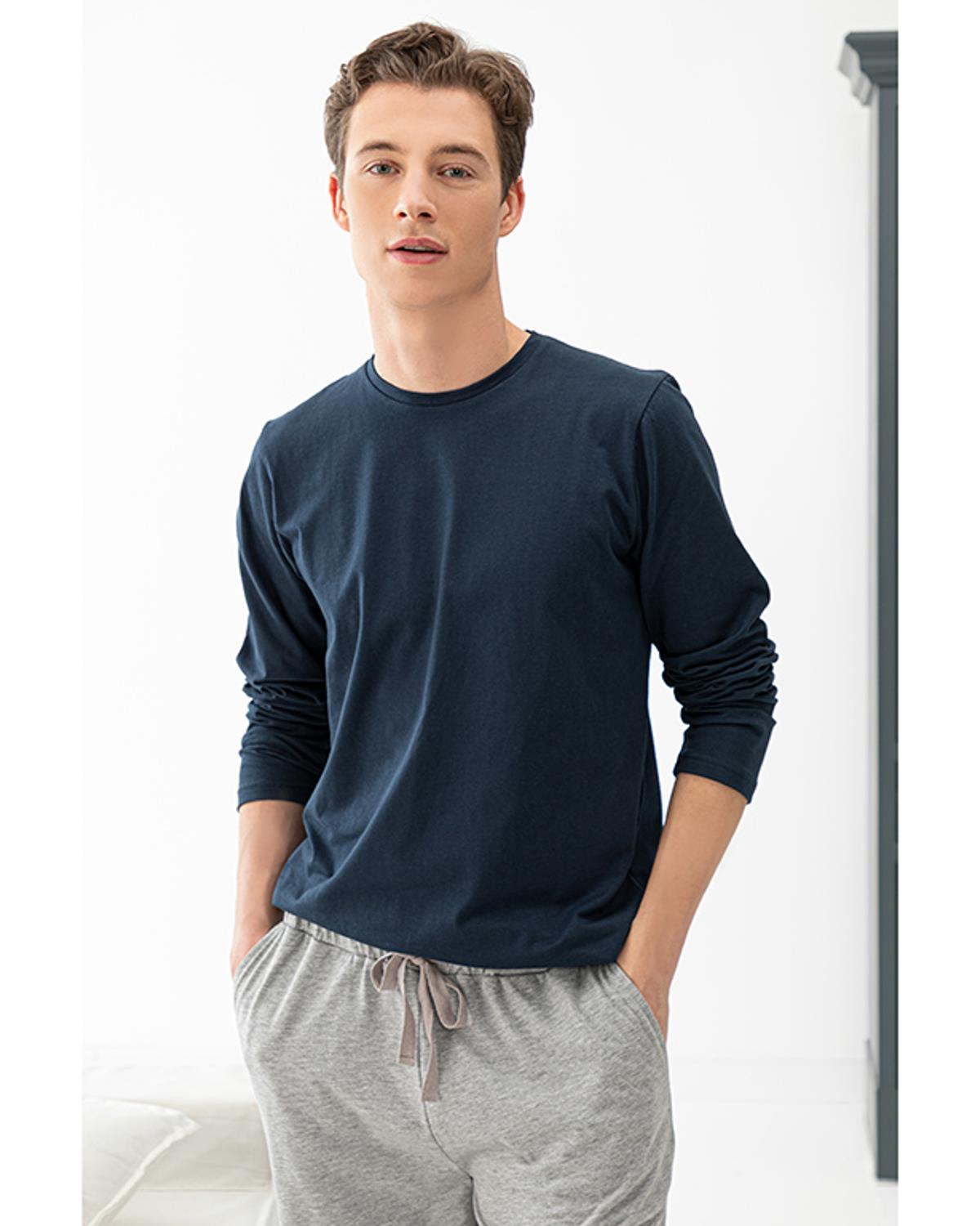 Simple Cotton Комплект Пижама Мъжки Пениран памук S Сив - Морскосин