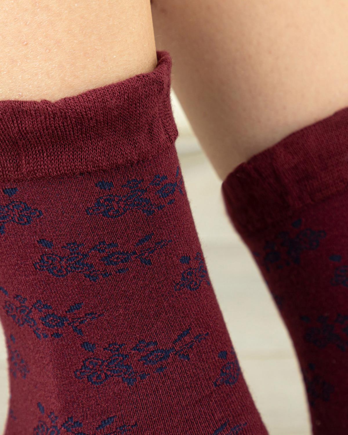 Small Flowers Дълги Чорапи Жена Бамбук 36-40 Бордо