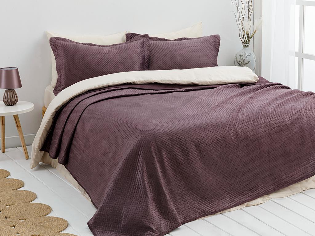 Soft ПОКРИВКА ЗА ЛЕГЛО К Двоен човек Кадифе 240x260 cm Тъмен Дамсън