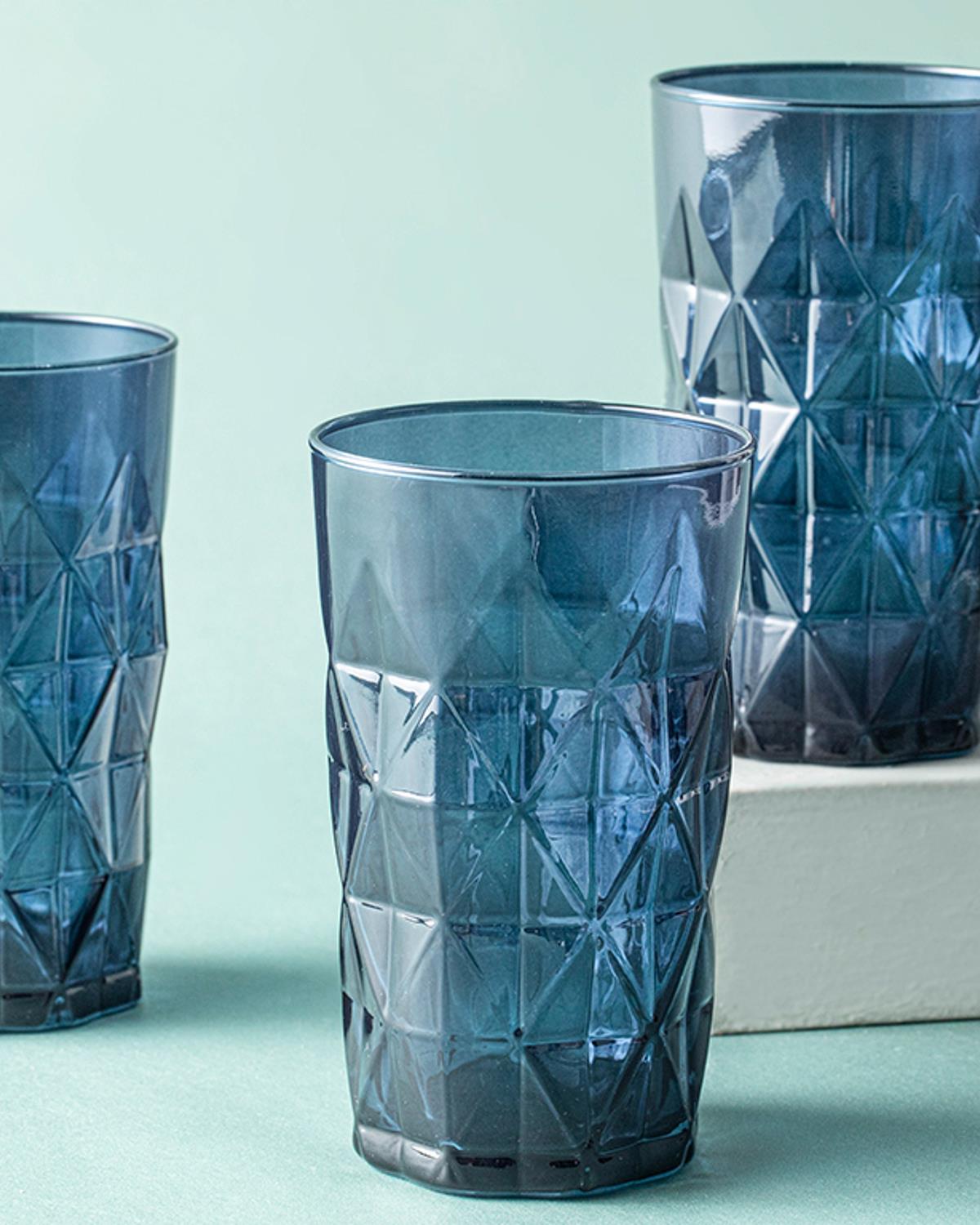 Sofya Чаша За Безалкохолно 3 Бр., Стъкло, Тъмно Синьо, 460 Ml