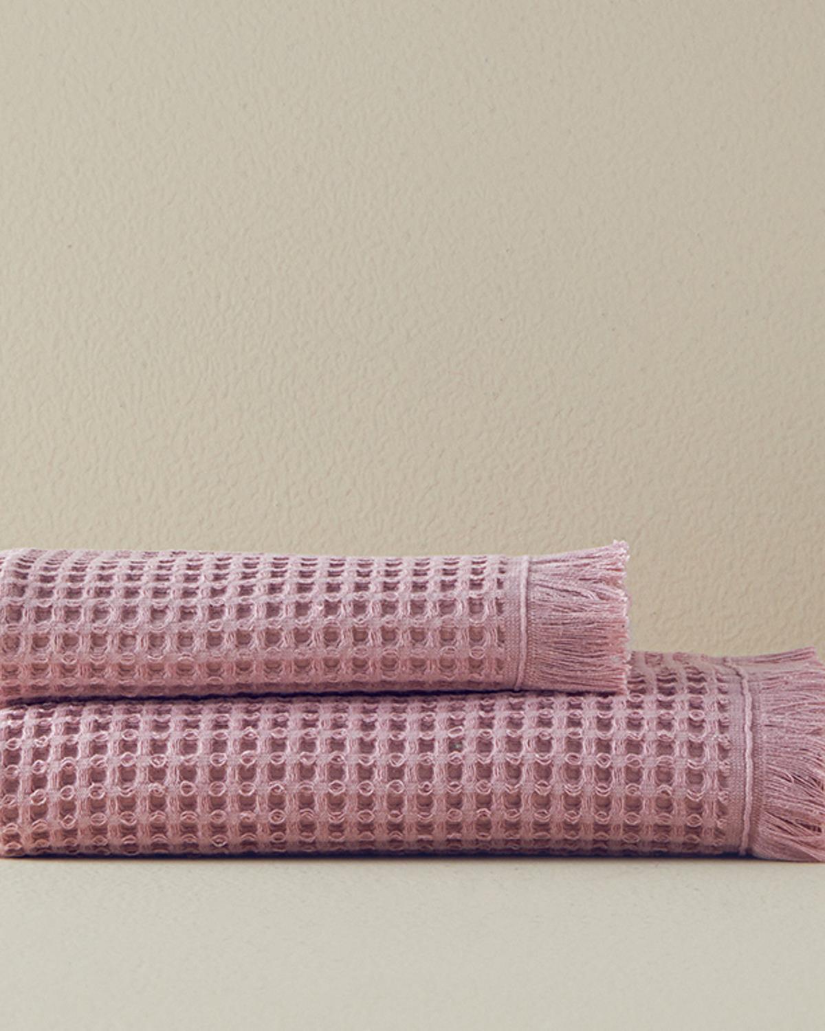 Sofya ХАВЛИЯ ЗА ЛИЦЕ Вафла Памучен 50x80 cm Розов цвят