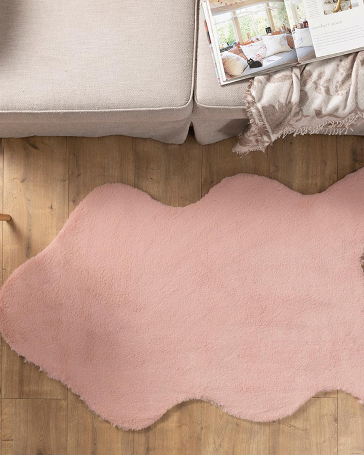 Solid Rabbit Килим Изкуствен Кожух Полиестер 90x150 cm Розов