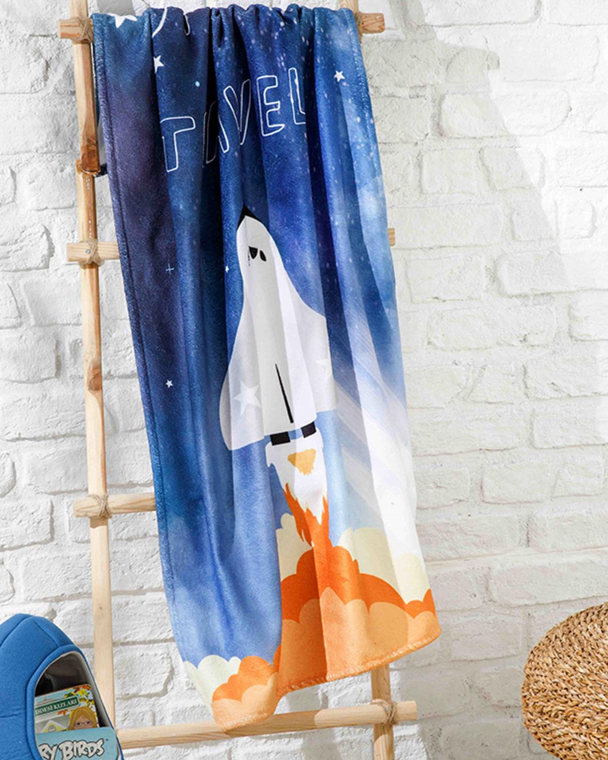 Space Детска Кърпа За Плаж 70x130 см Морскосин