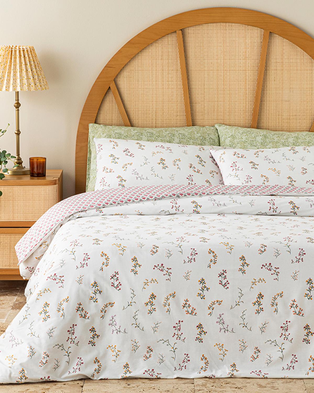 Spring Branch Спално Бельо Компле Двоен Размер, Памучен, Тъмно Розово, 200 X 220 Cm