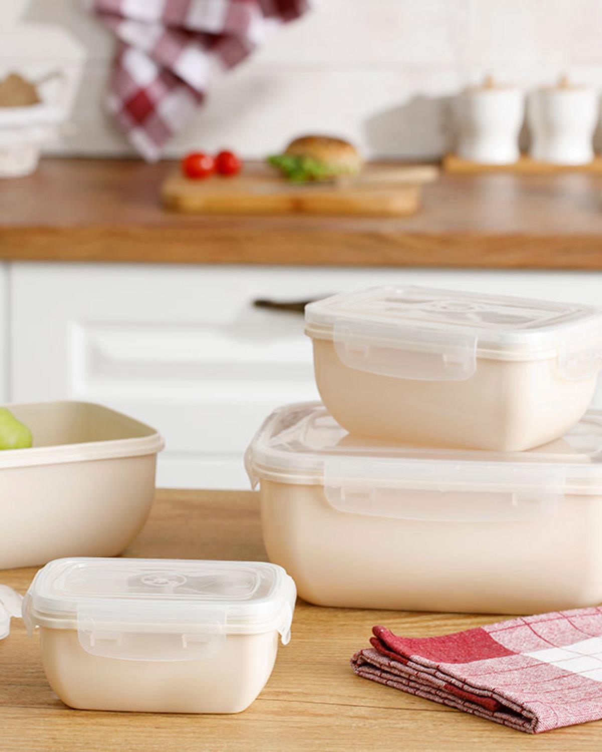 Stella Plastic Rectangular Storage Box 1400 ml Cream