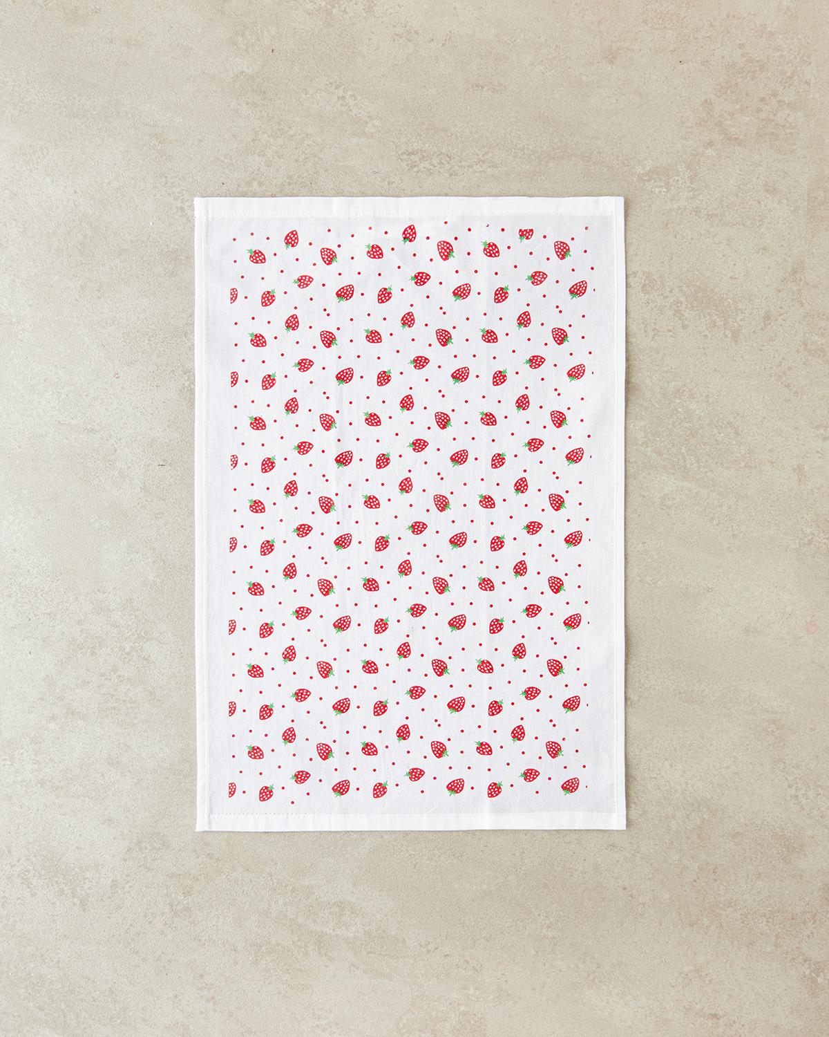 Strawberries Кърпа За Сушене Памук 30x50 см Червен