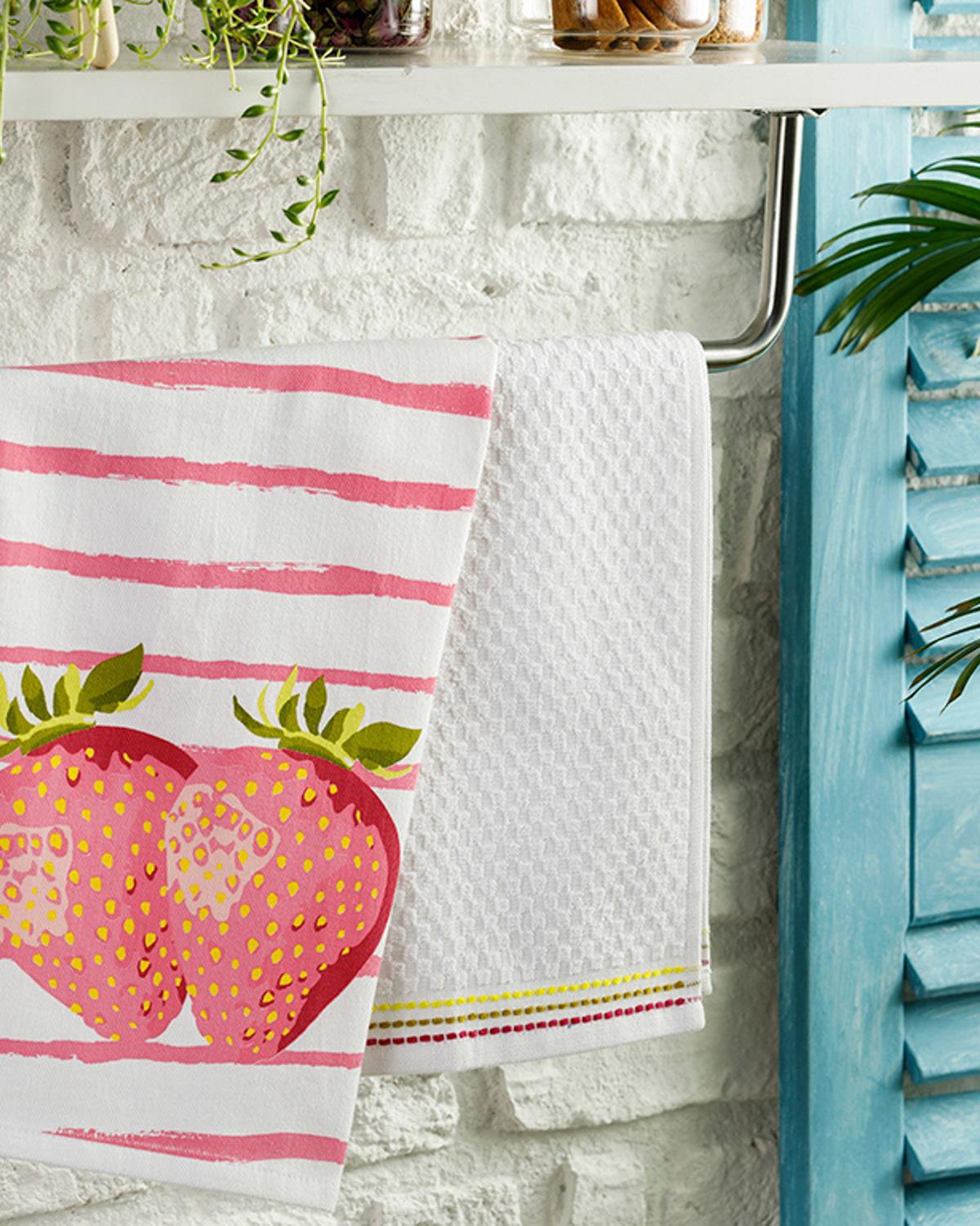 Strawberry Кърпа За Сушене 2 бр. Памук 40x60 см Розов