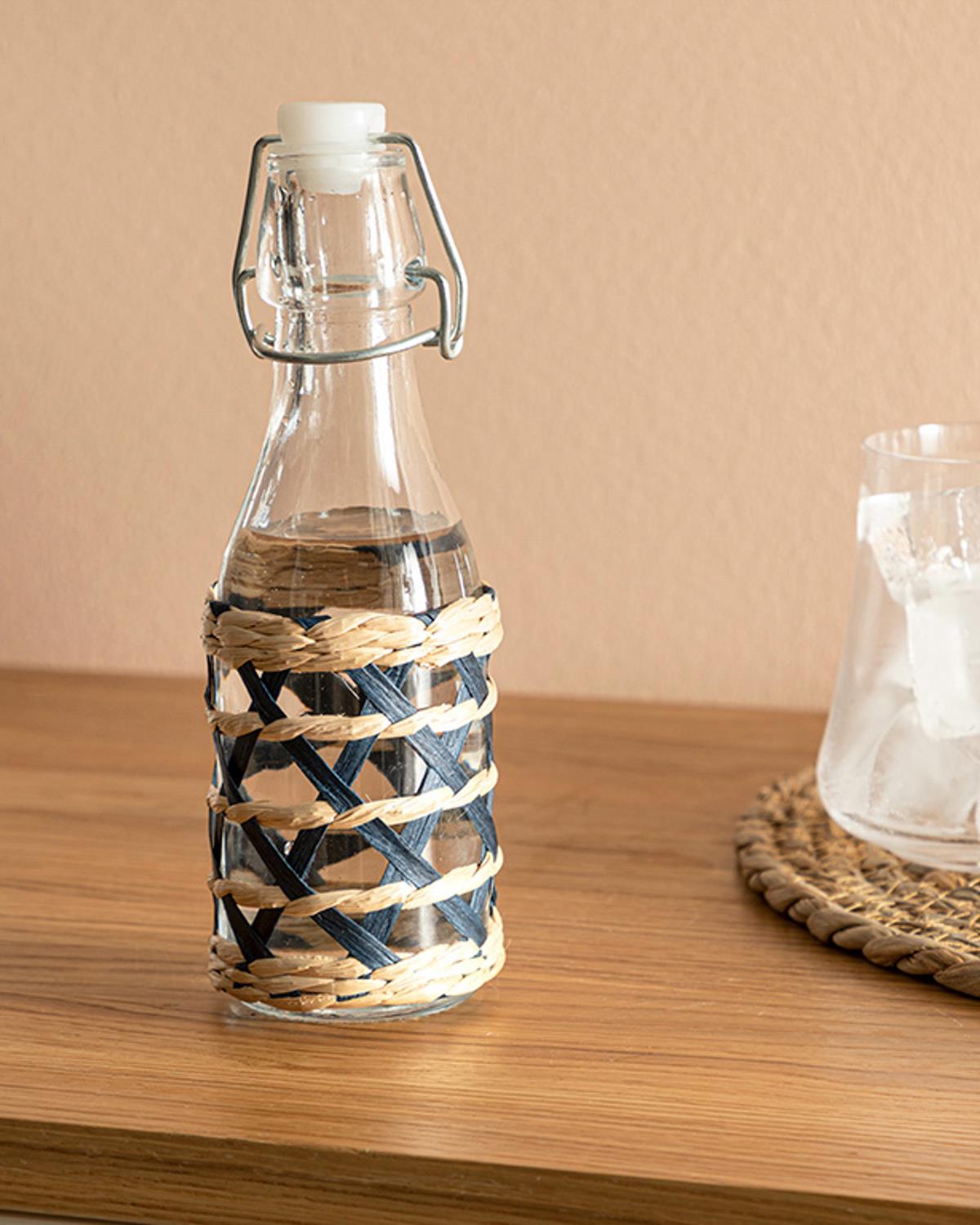 Stripe Wicker Шише Ракита, Стъкло, Тъмно Синьо, 250 Ml