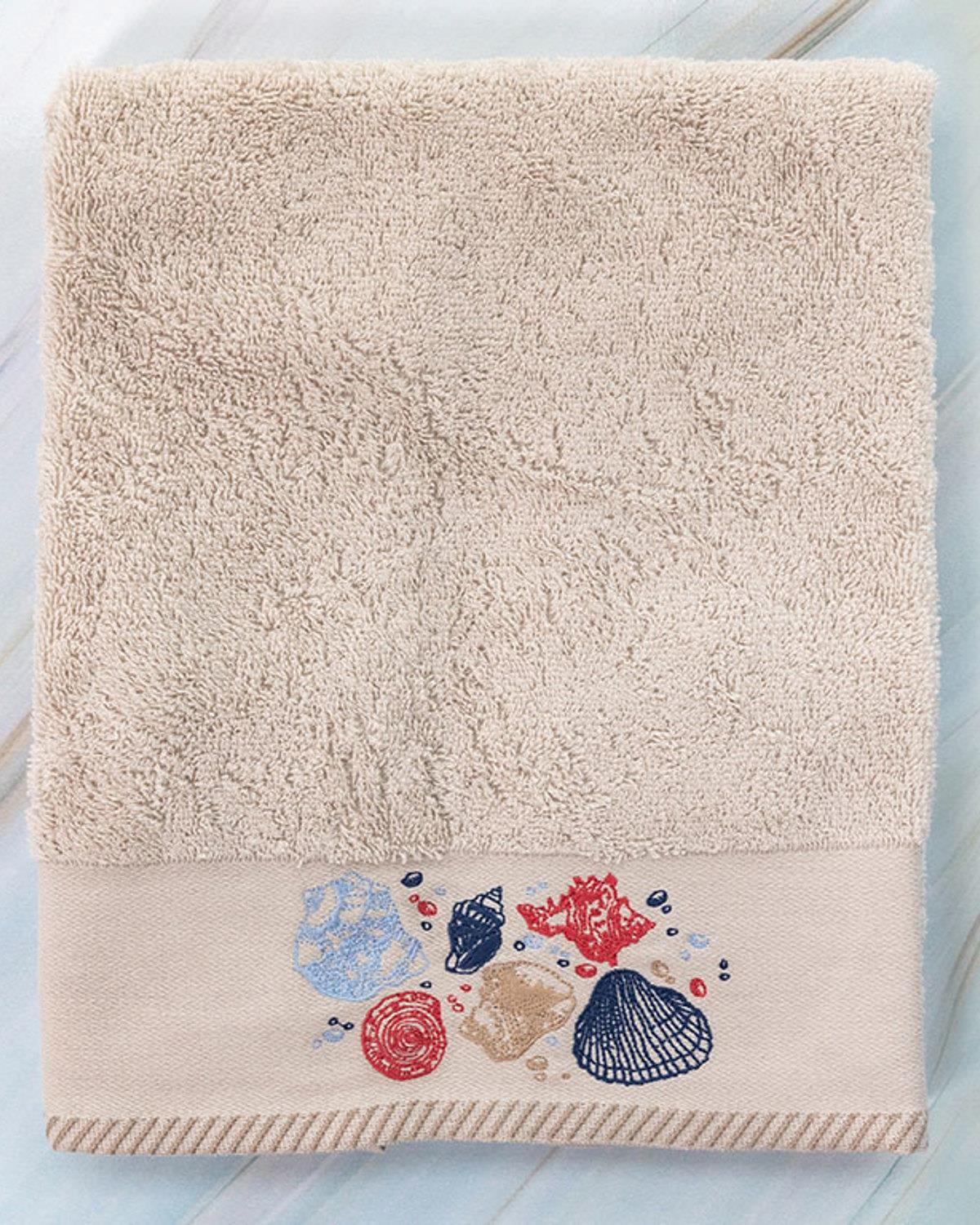 Summer Stripe Кърпа За Лице С бродерия 50x80 см Светлобежов