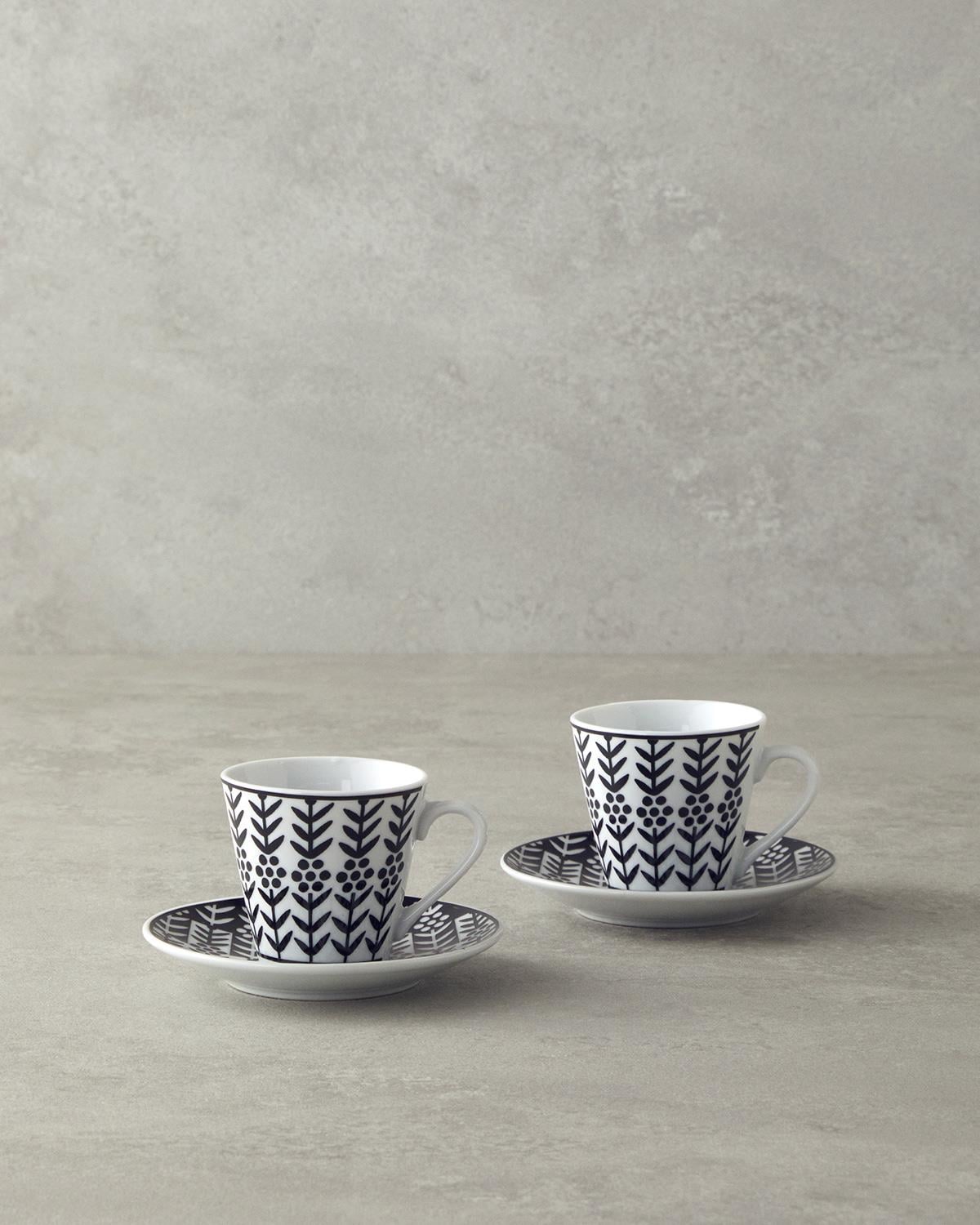 Sunline Комплект С Чаши За Кафе 4 части за 2 души 80 мл Черен