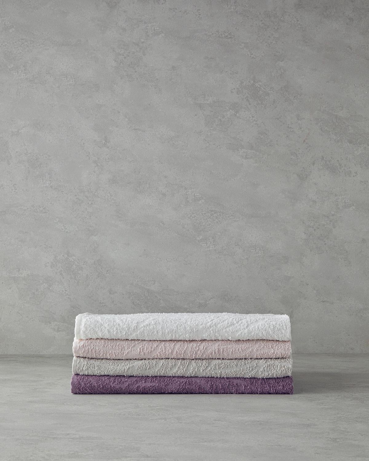 Sylvia Комплект Кърпи За Лице Жакардов 4 части Памучен полиестер 50x80 см Бял-Каменен-Розов-Тъмнол