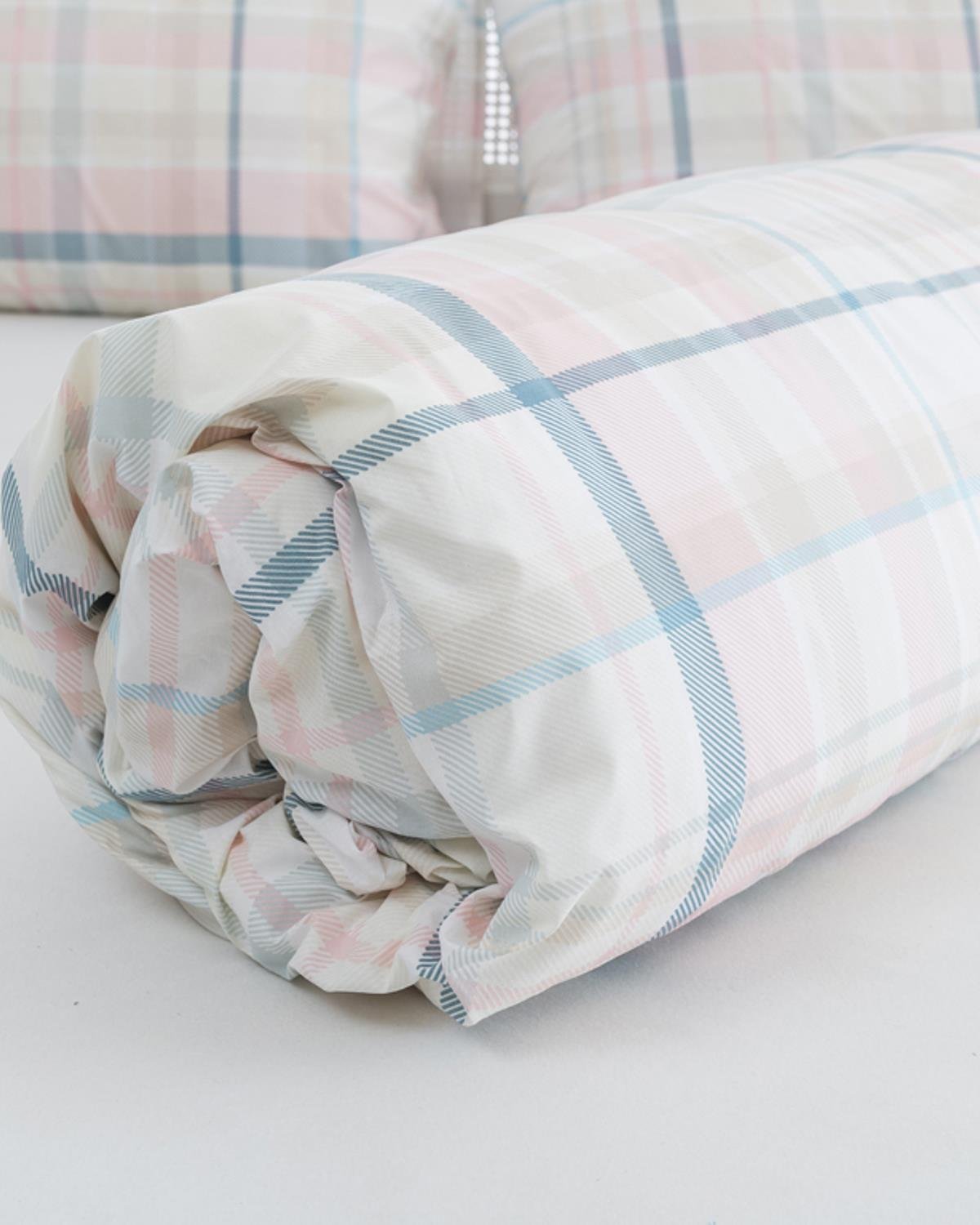 Tartan Плик За Завивка Двоен Памучен 200x220 см Розов