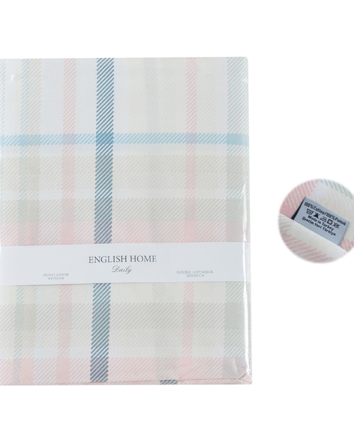 Tartan Плик За Завивка Двоен Памучен 200x220 см Розов