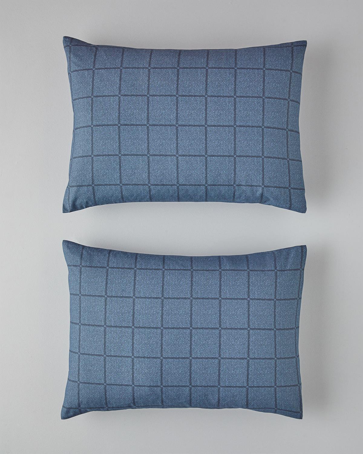 Textured Check Калъфка За Възглавница 2 бр. Лесно за гладене 50x70 см Морскосин