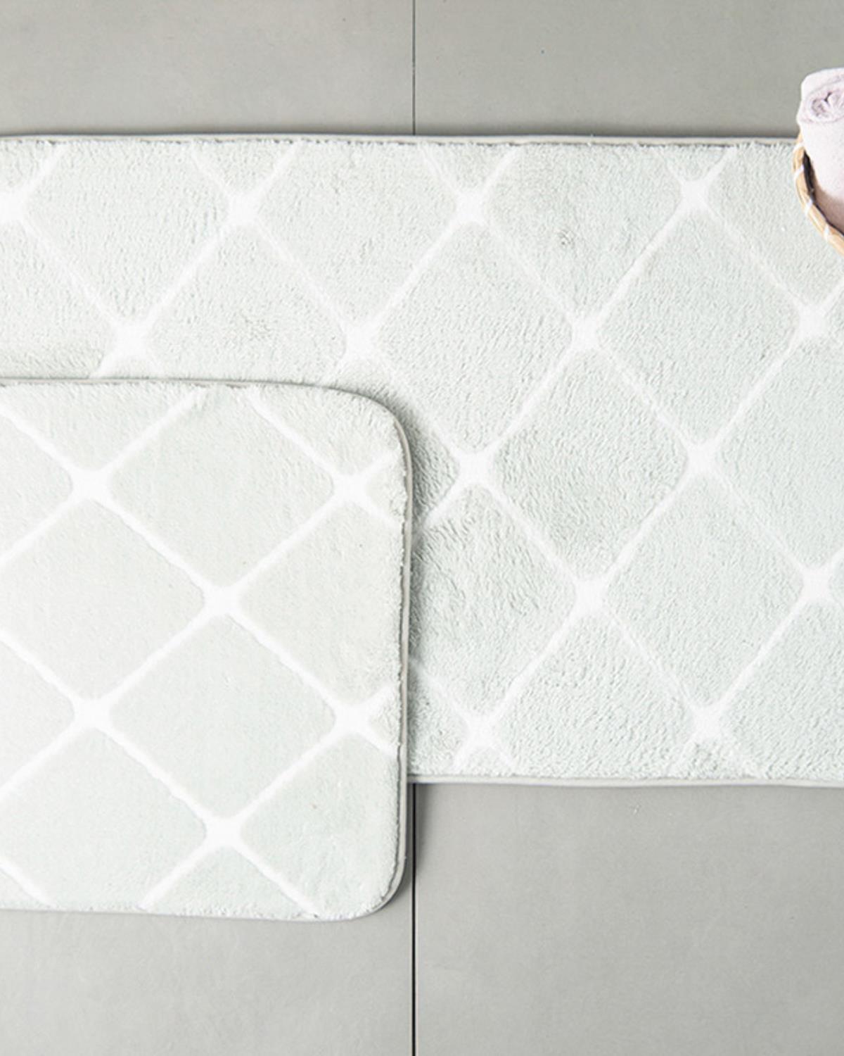 Tile Комплект Постелки За Баня Полиестер 50x80 - 45x50 см Сив