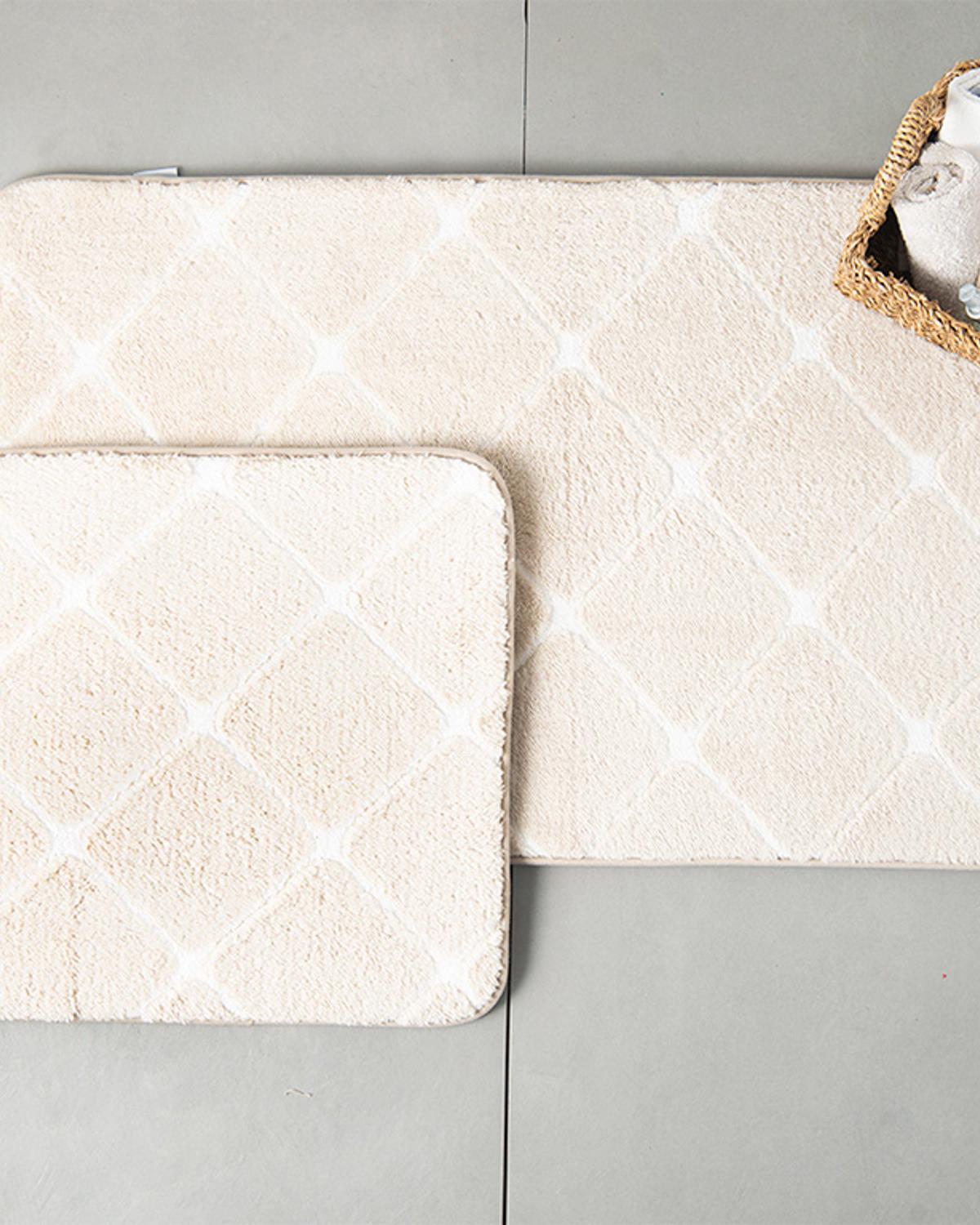 Tile Комплект Постелки За Баня Полиестер 50x80 - 45x50 см Каменно сив..