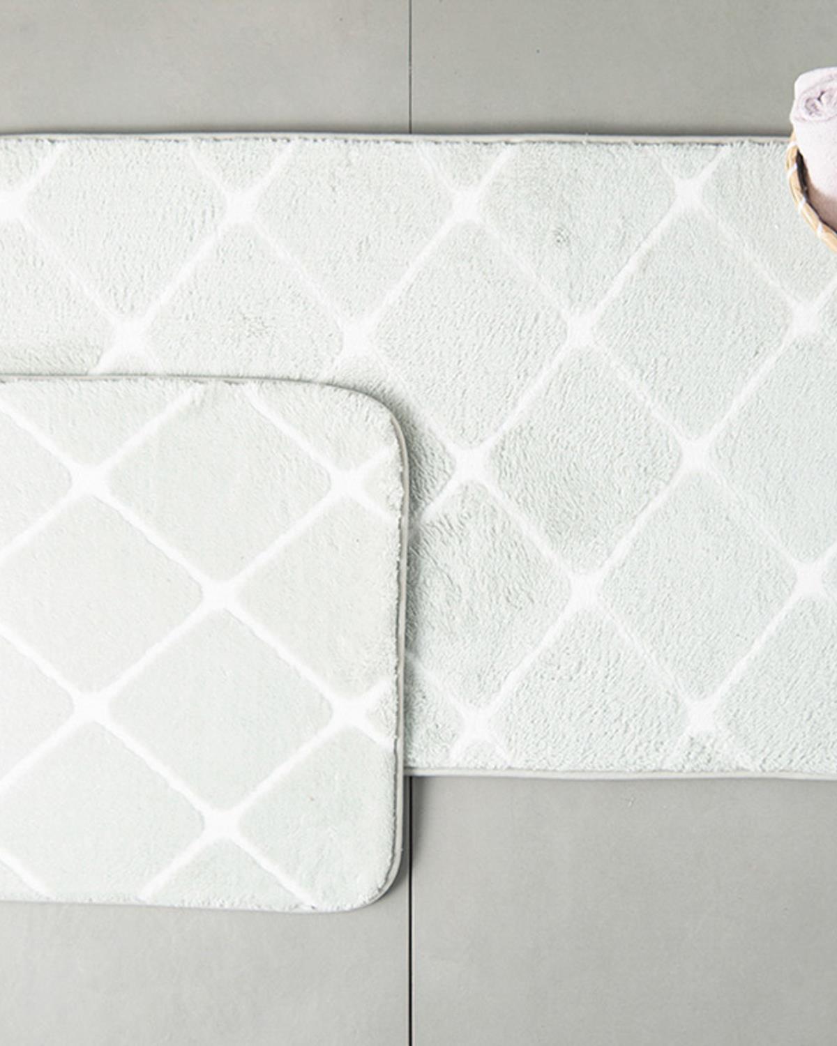 Tile Комплект Постелки За Баня Полиестер 60x100 - 50x60 см Сив