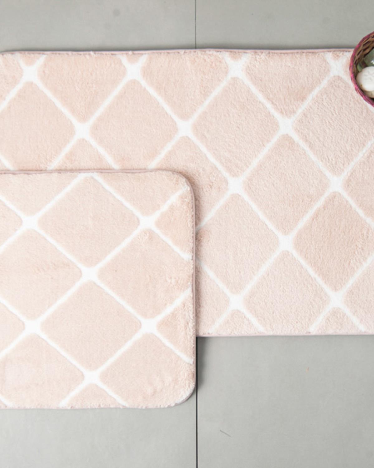 Tile Комплект Постелки За Баня Полиестер 60x100 - 50x60 см Пудра