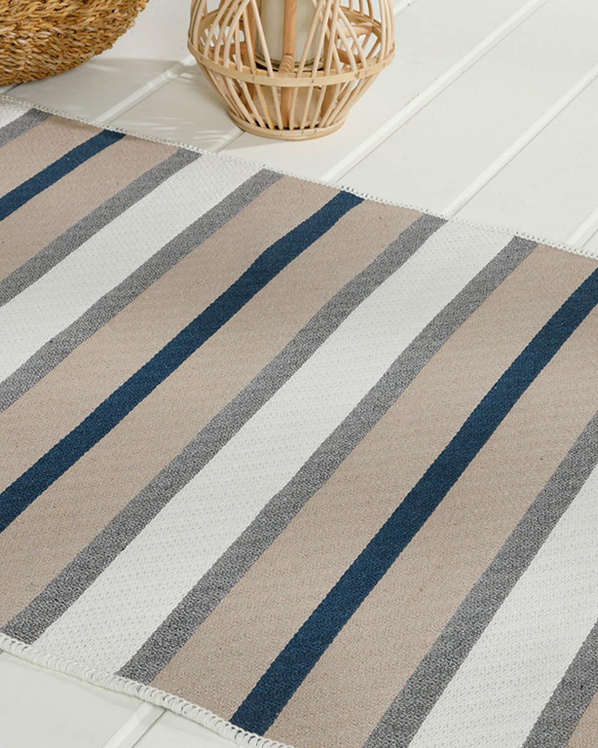 Timeless Stripe Килим Двулицев Тъкан 80x150 cm Сив - Морскосин