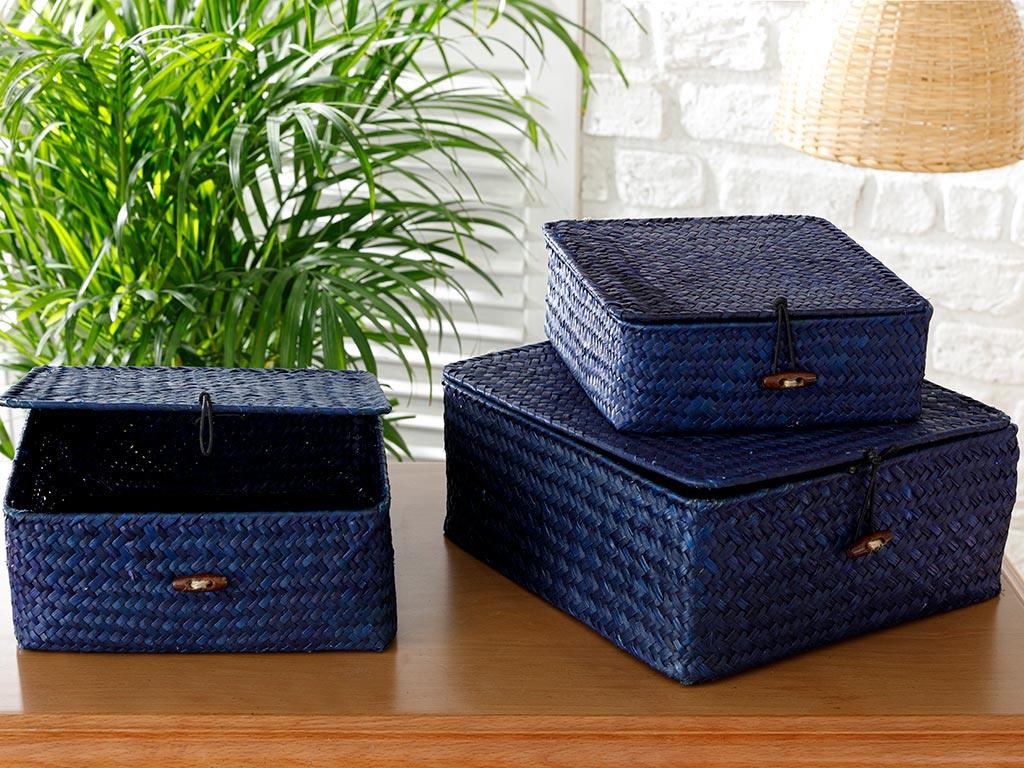 Twist Decorative Box 21X21X8X21X21 cm Blue