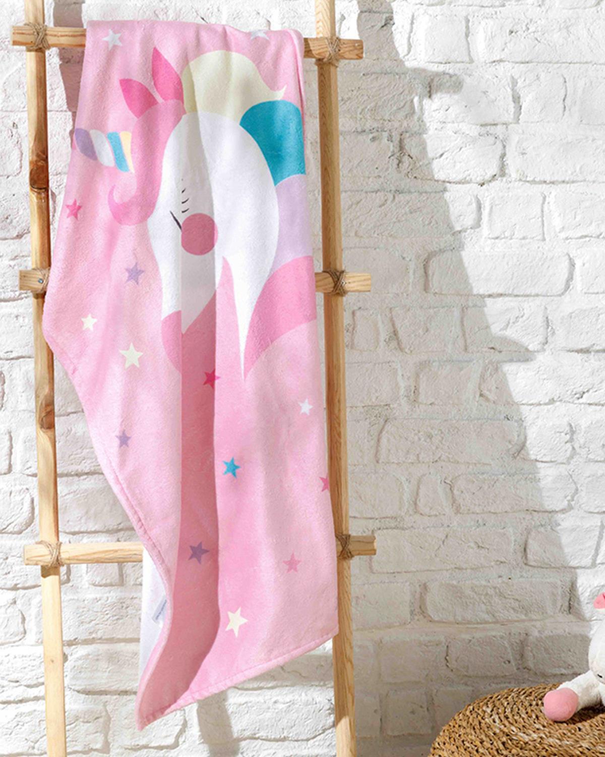 Unicorn Детска Кърпа За Плаж 70x130 см Розов