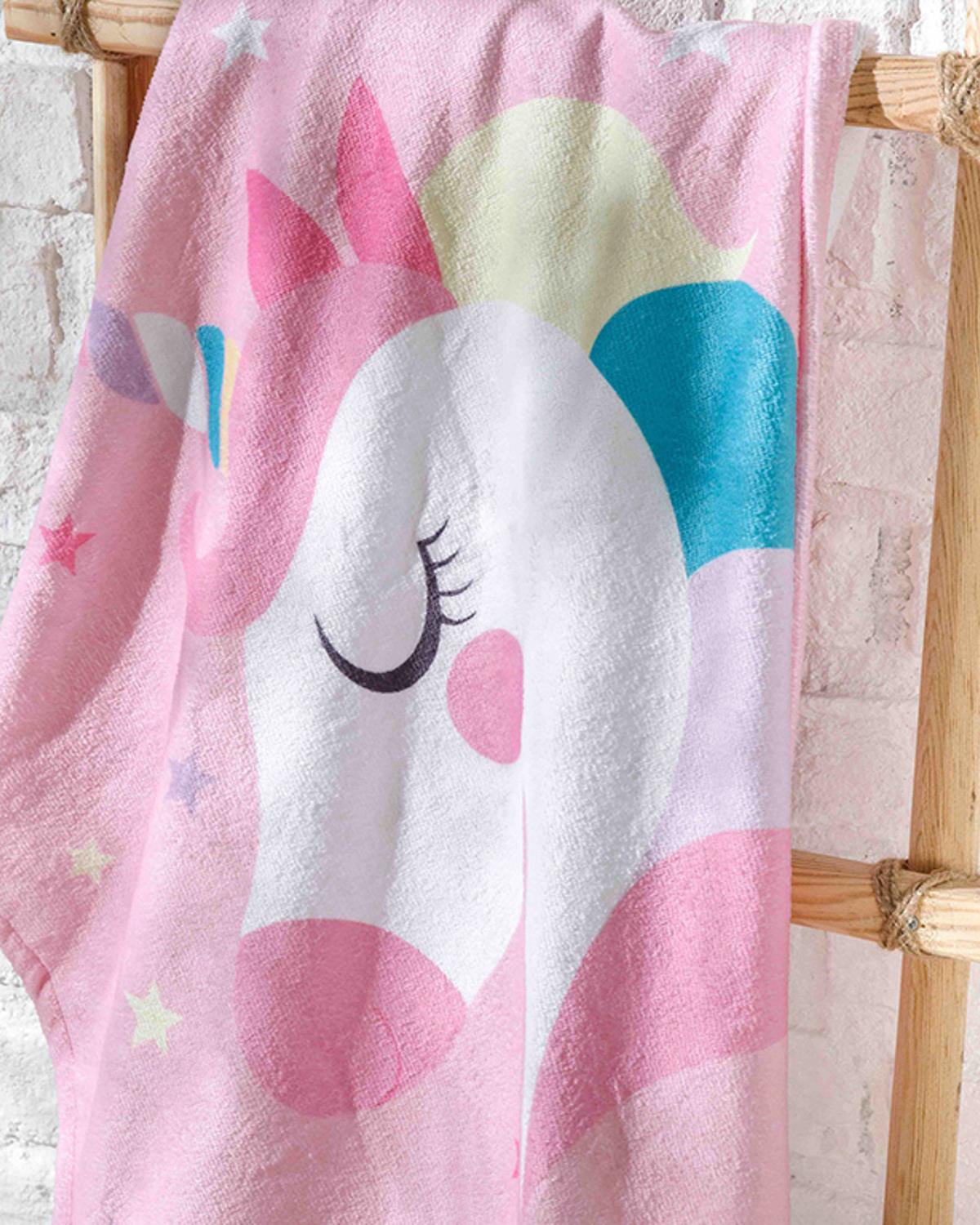 Unicorn Детска Кърпа За Плаж 70x130 см Розов