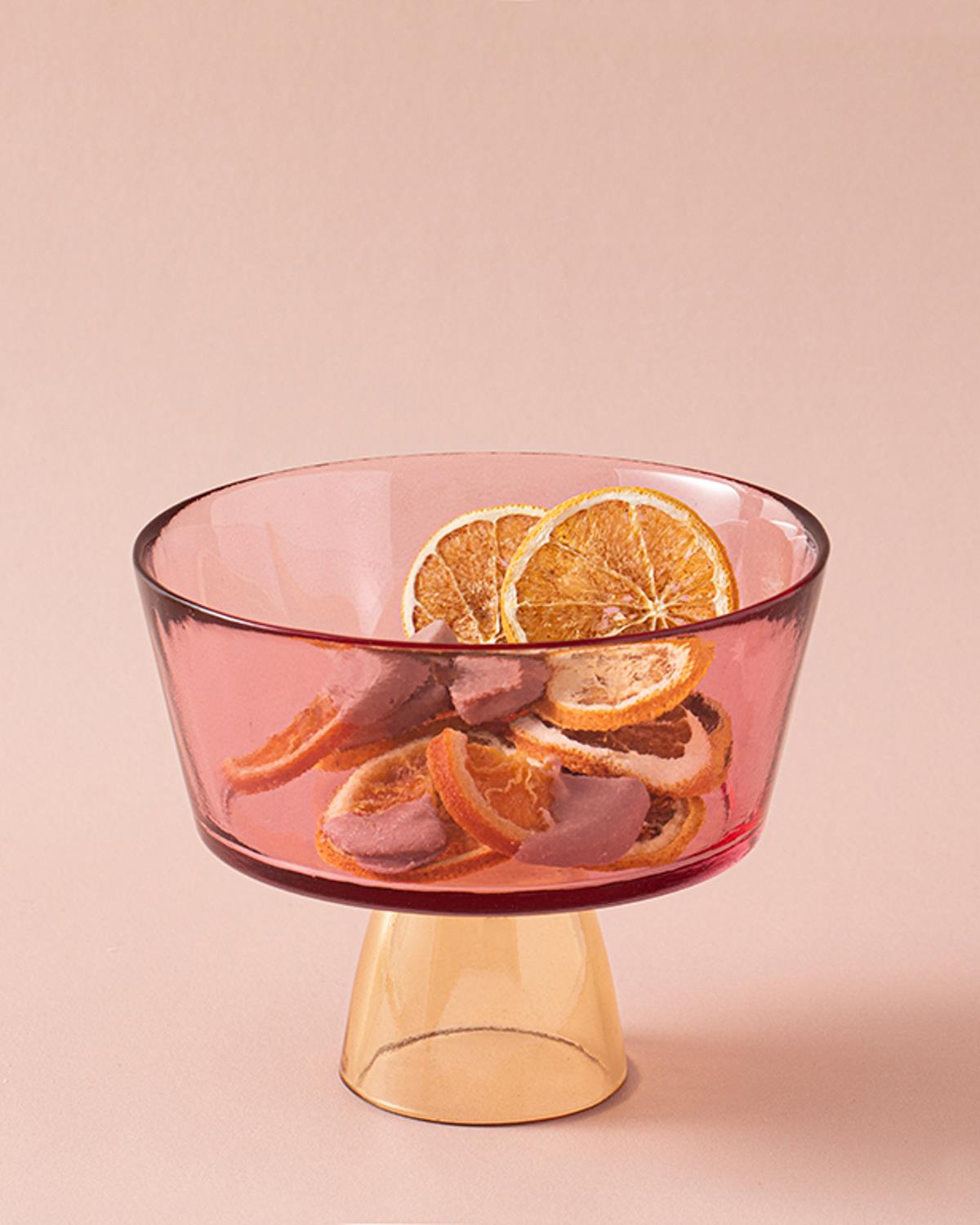 Unique Плато За Предястия С крака Стъкло 16 см Розов - Оранжев