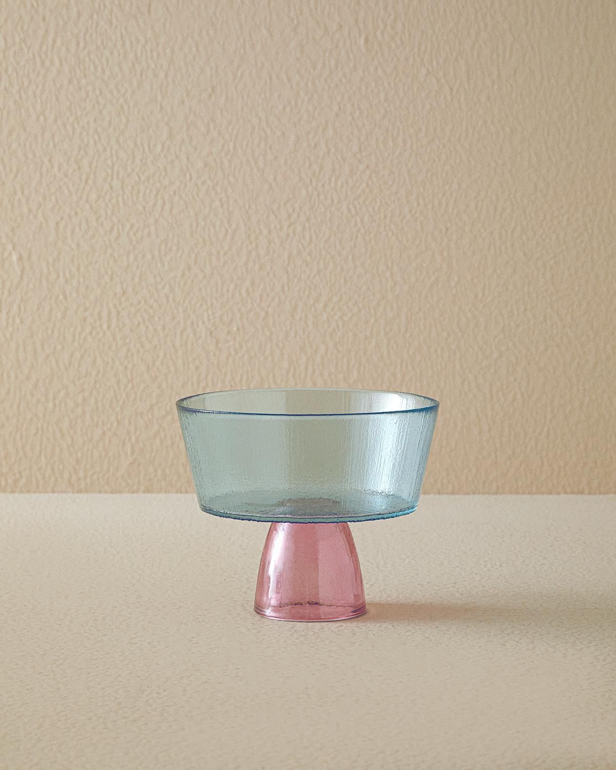 Unique Patch Плато За Предястия С крака Стъкло 16 см Син - Розов