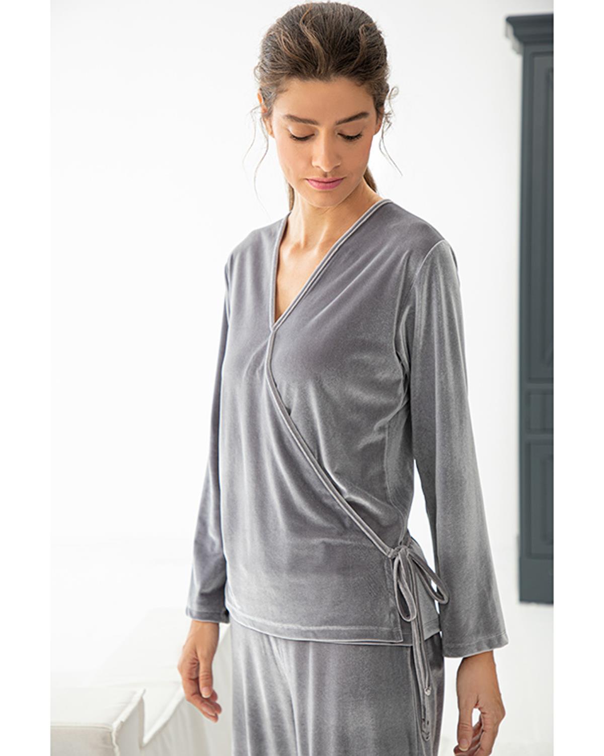 Velvet Touch Комплект Пижама Жена Кадифе M Сив