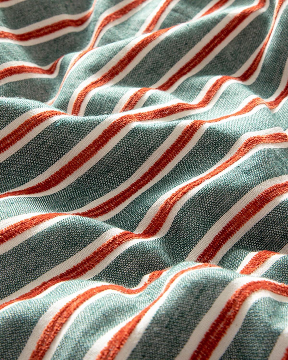 Velvety Спален Комплект Двоен Шенилна тъкан с багрени нишки 200x220 см Зелен - Червен.