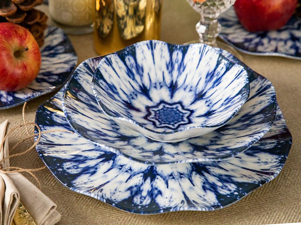 Victory Чиния за Торта Костен Порцелан 19 cm Blue.
