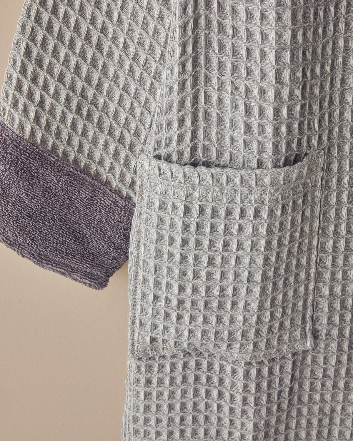 Waffle Комплект Халат За Баня Памучен L-XL Виолетов..