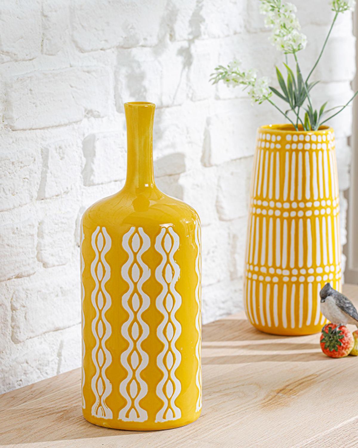 Waves Vase 13.3x13.3x35 cm Yellow