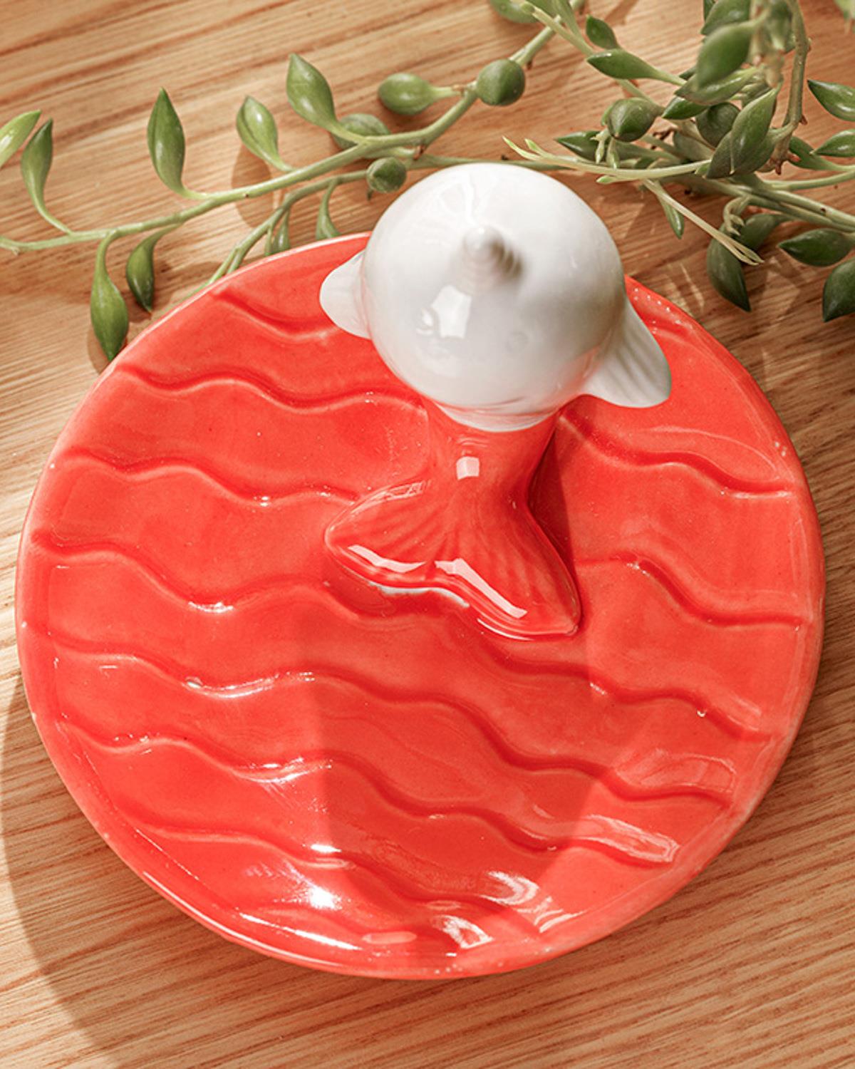 Whale Декоративна Чиния 10,4x10,4x7 см Оранжев