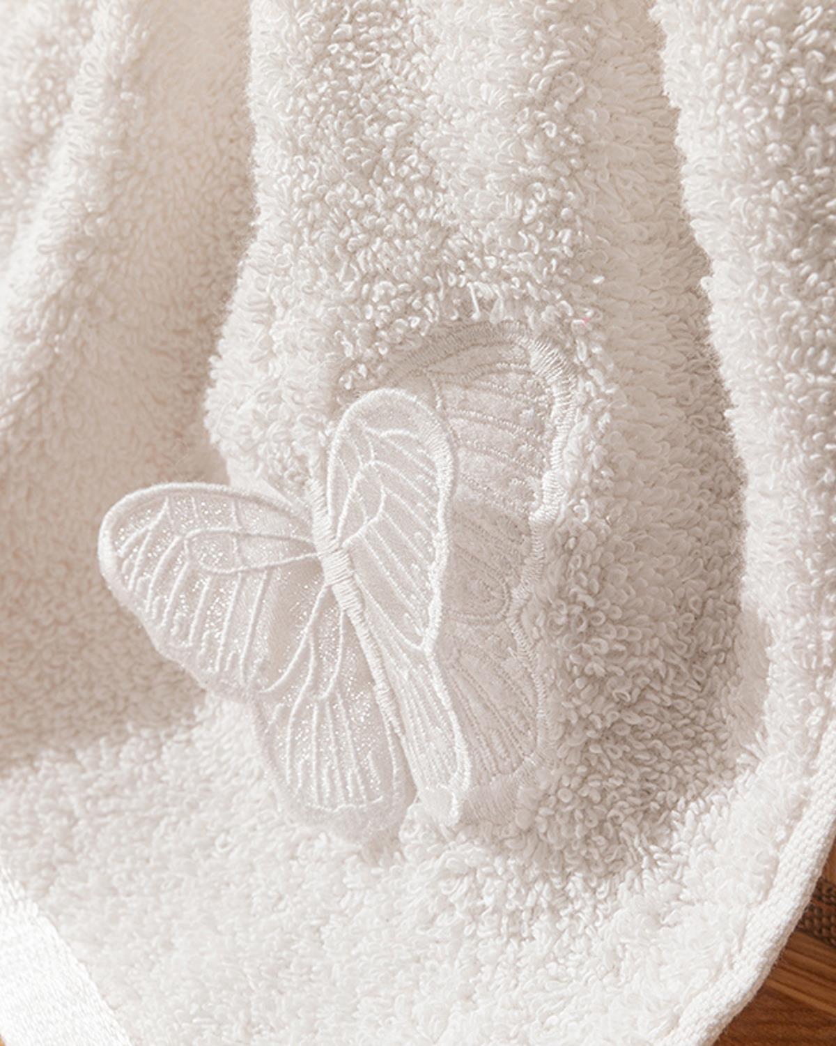White Butterfly Кърпа За Ръце С бродерия С бродерия 30x45 см Бежов