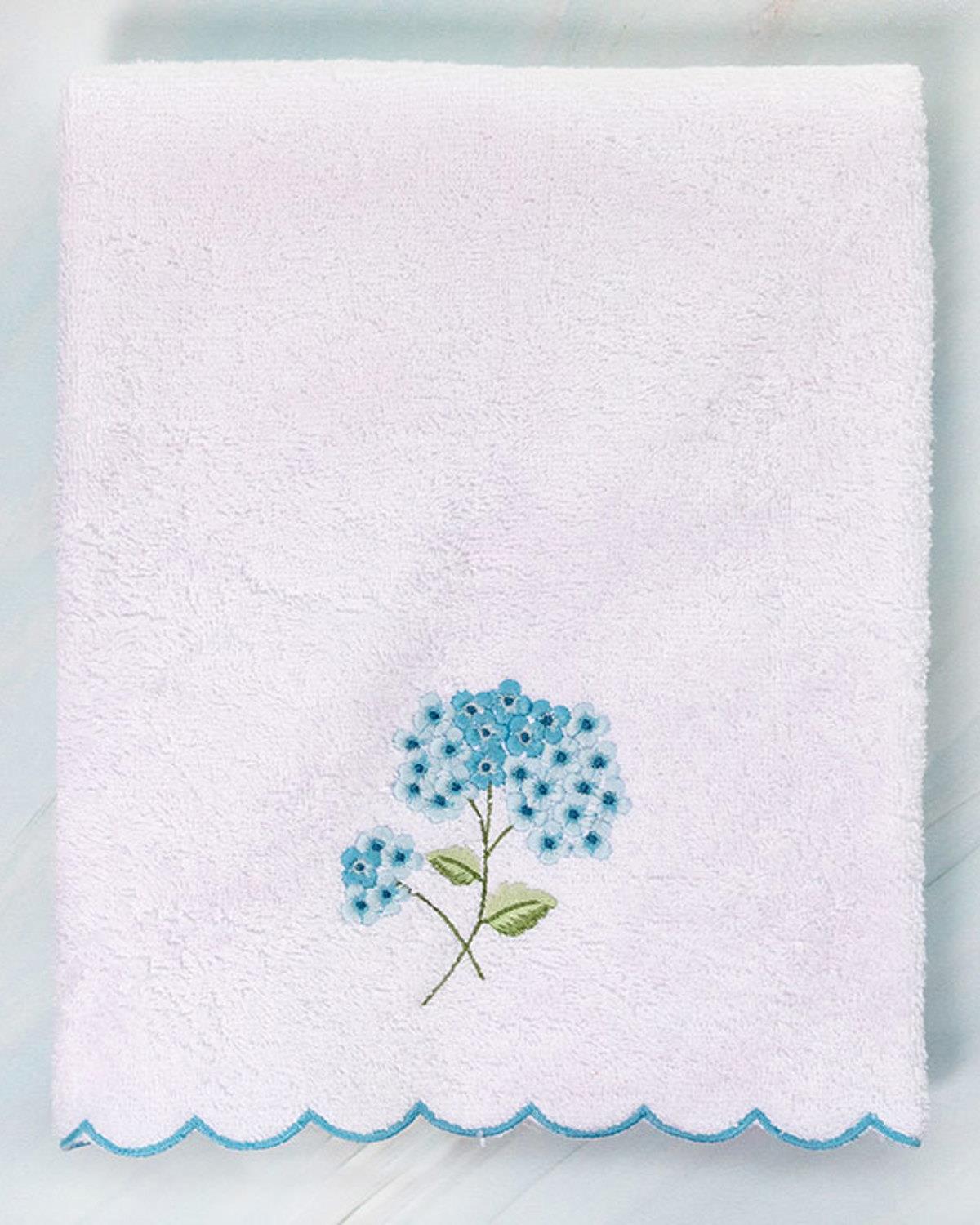 Wild Hortensia Кърпа За Лице С бродерия 50x80 см Бял - Син