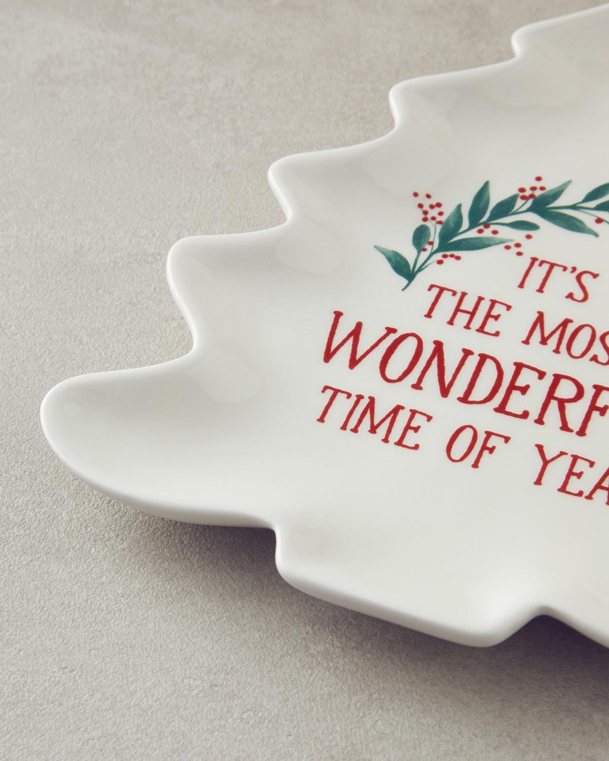 Wonderful Year Плато За Предястия С форма на борово дърво Керамика 20x17,5 см Бял