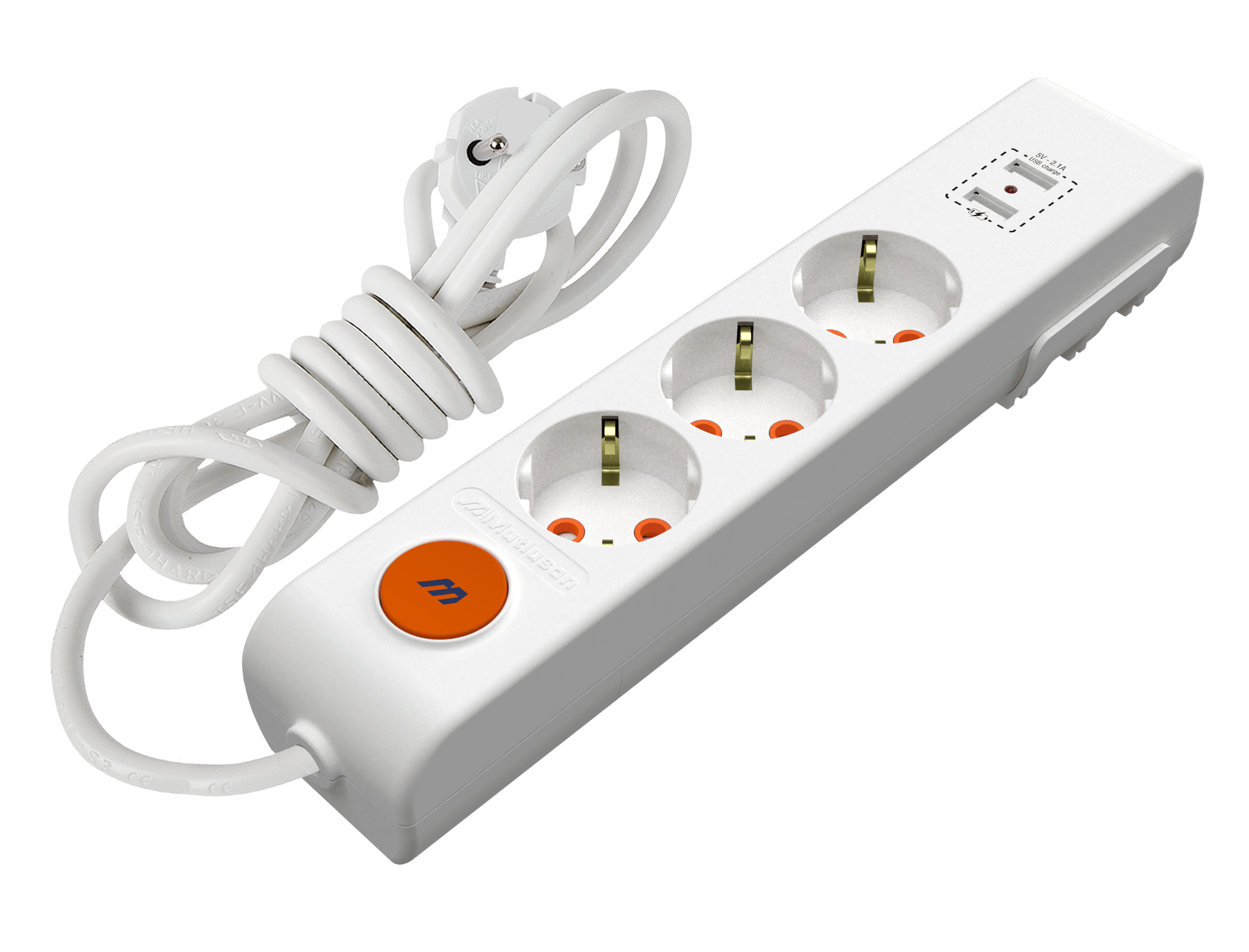 Elektrik MalzemeleriMUTLUSANRI-TECH ÜÇLÜ USB ANAHT. TOP.LI GRUP PRİZ(Ç.K.)(2 MT)