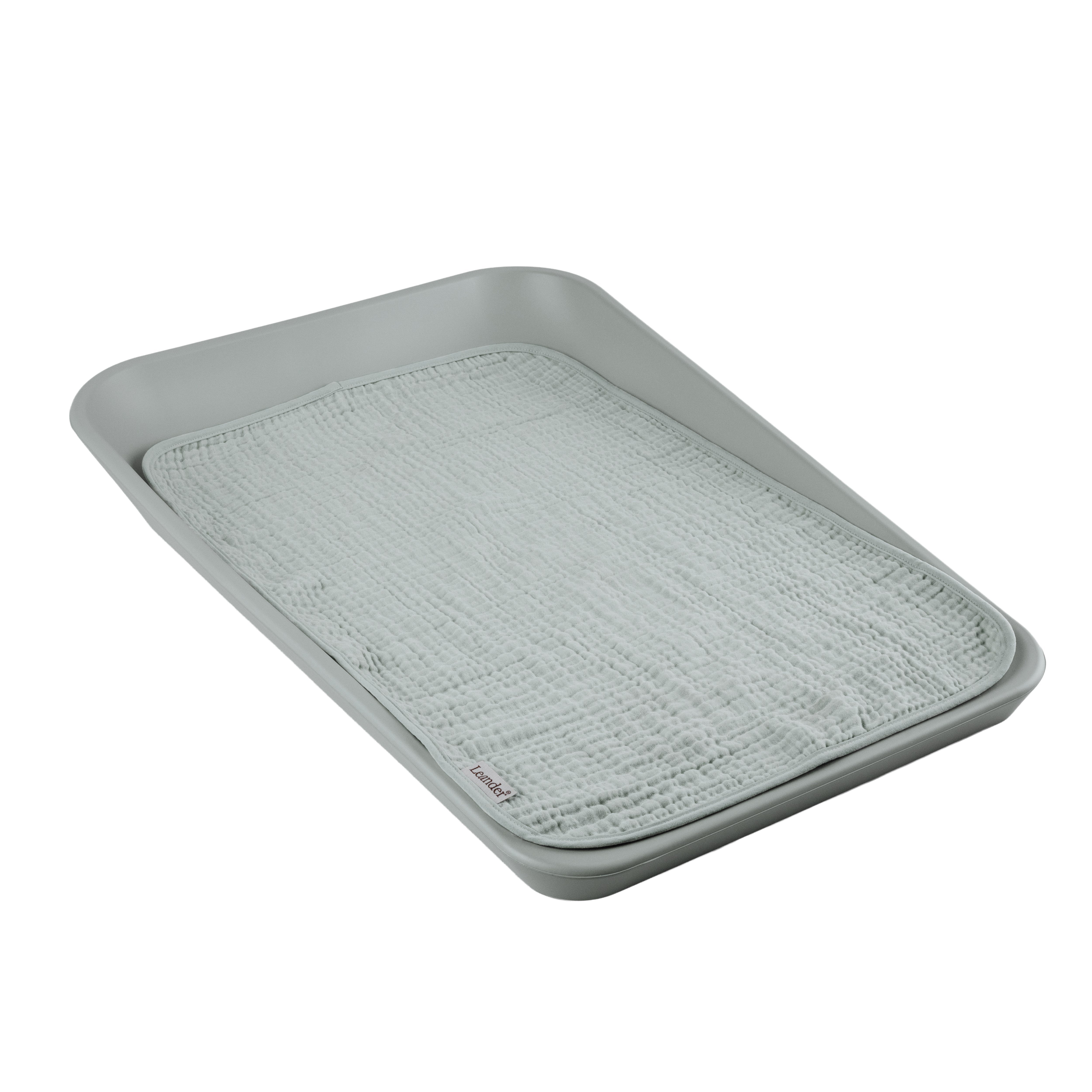 Leander Matty 2li Set Müslin Örtü, Pearl Grey / Sage Green Alt Açma Minderi LEANDER