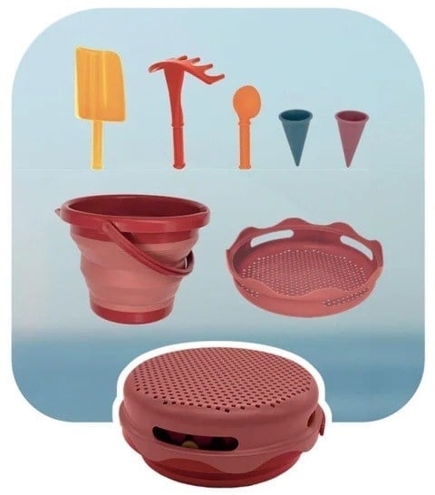 Compactoys - 7İn1 Plaj Kovası Seti - Kırmızı Oyuncak compacToys