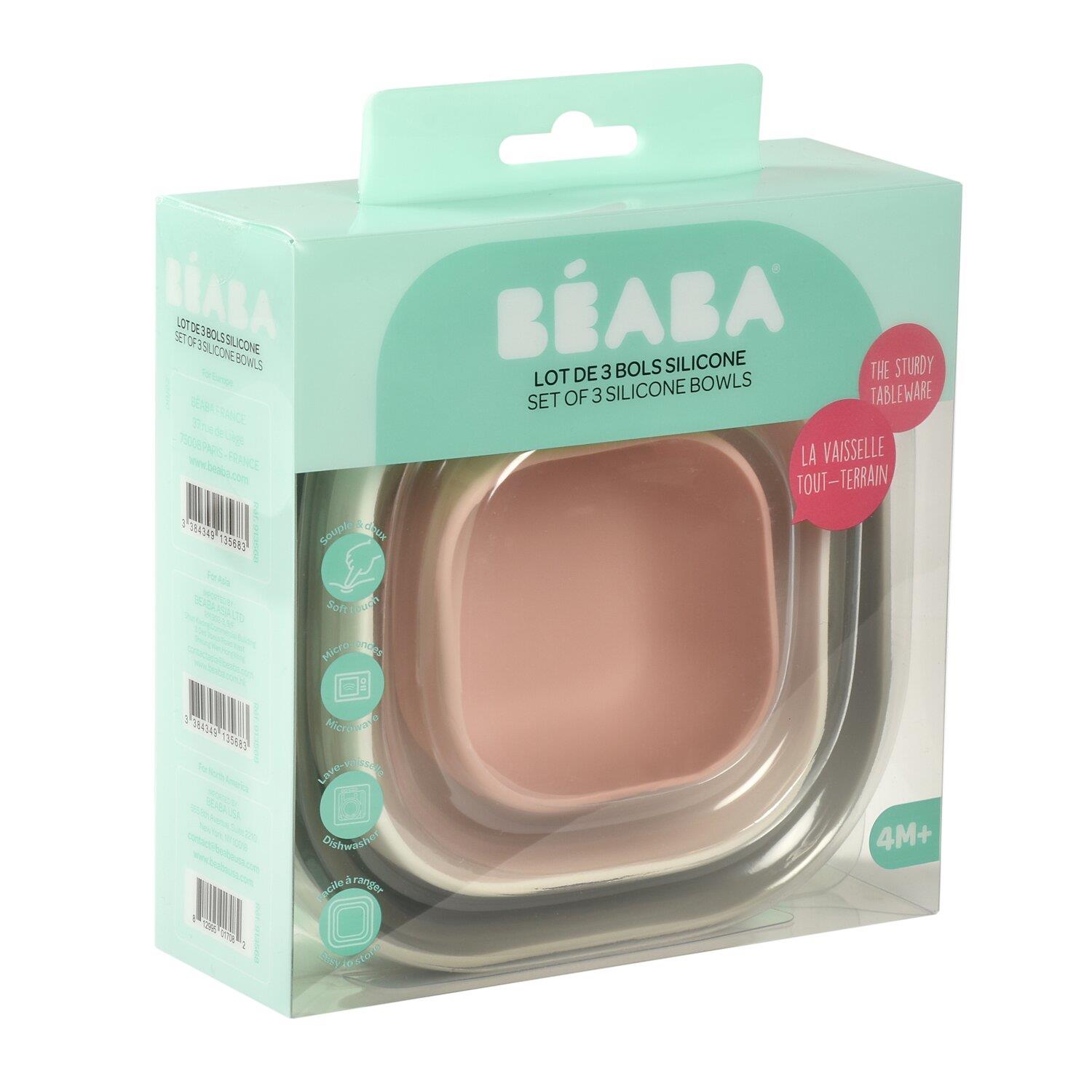 3 Parça Silikon Kase Seti, Velvet grey/Cotton/Dusty rose Kategorisiz Beaba