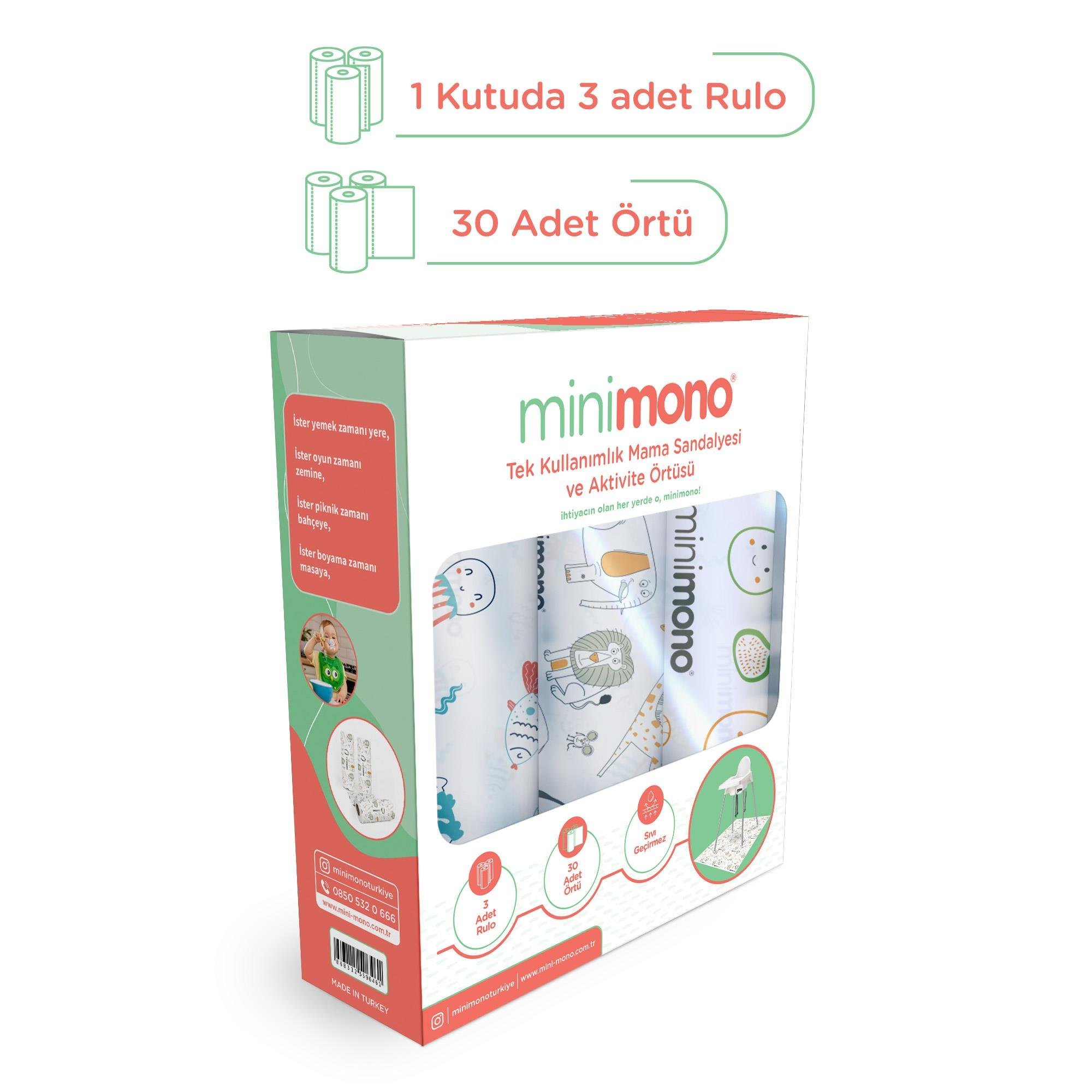 Minimono 3'Lü Desen Mama Sandalyesi Altı Ve Aktivite Örtüsü Kategorisiz Minimono