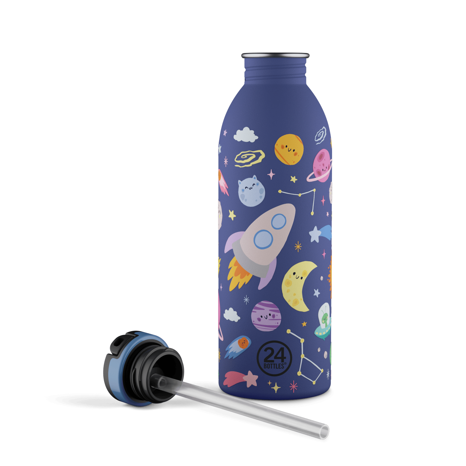 24Bottles Kids Bottle Pipetli Paslanmaz Çelik Çocuk Su Matarası 500 ml, Space Friends Kategorisiz 24Bottles