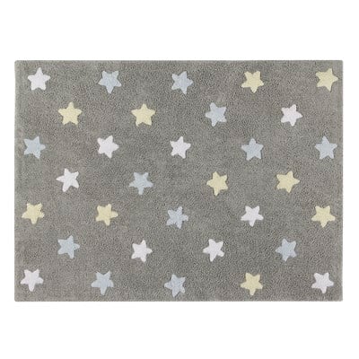 STARS Tricolor Halı Gri/ Mavi-Beyaz-Sarı
