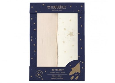 2'li Butterfly Muslin Seti Pembe