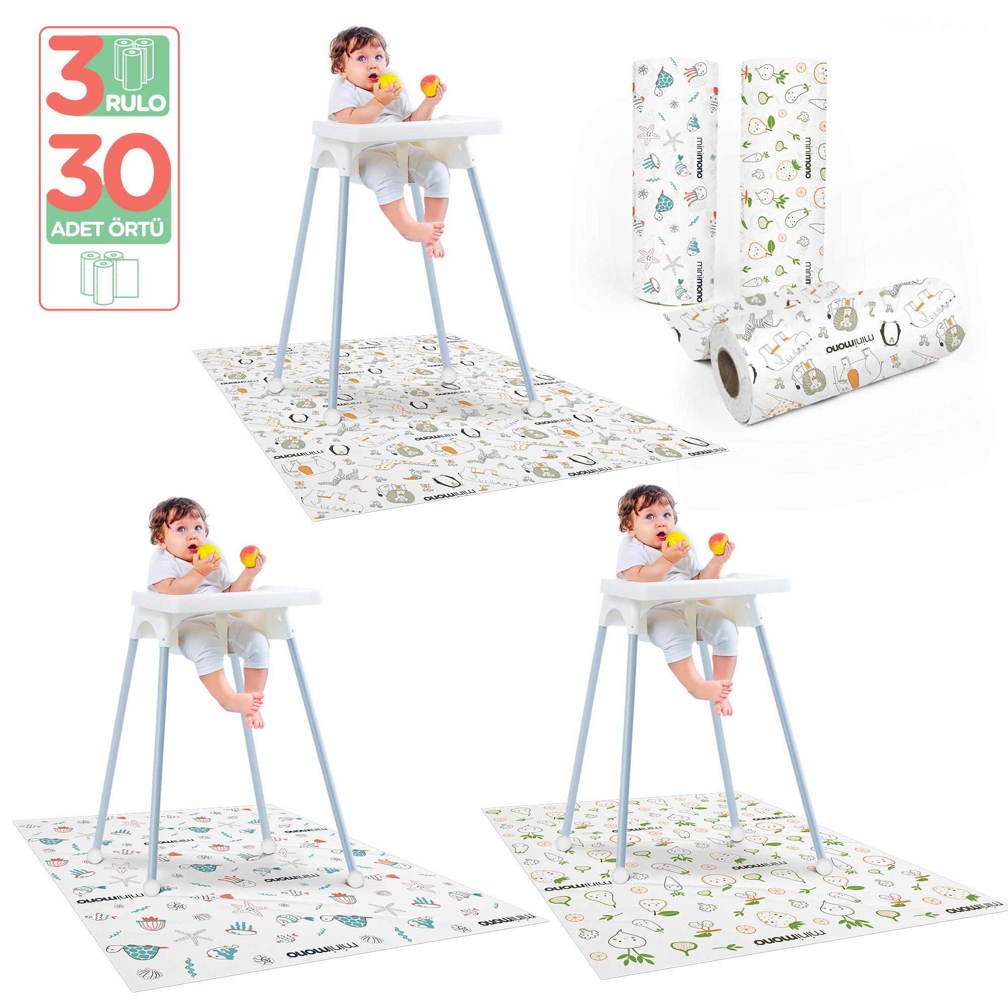 Minimono 3'Lü Desen Mama Sandalyesi Altı Ve Aktivite Örtüsü Kategorisiz Minimono