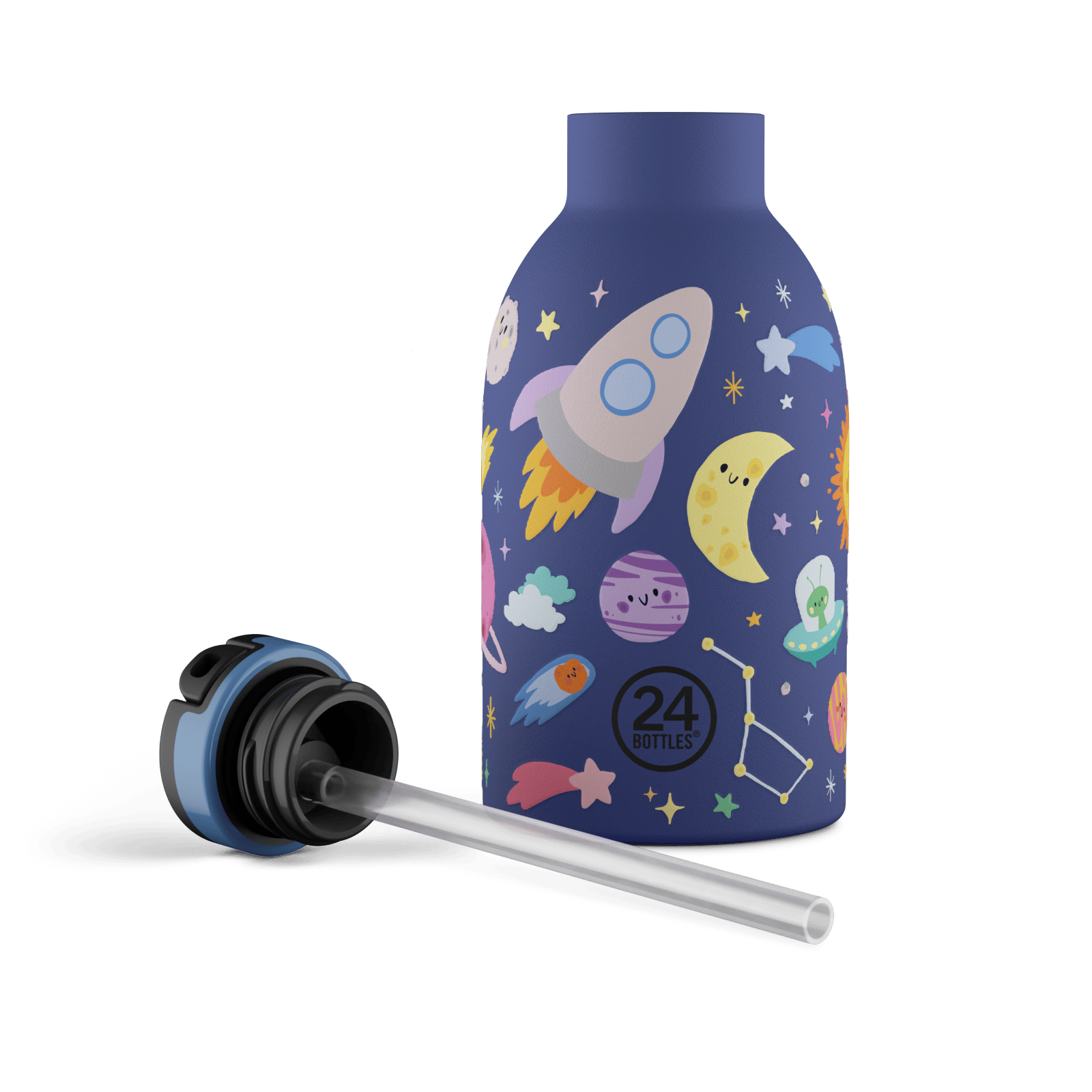 24Bottles Kids Bottle Pipetli Paslanmaz Çelik Termos 330 ml, Space Friends Kategorisiz 24Bottles