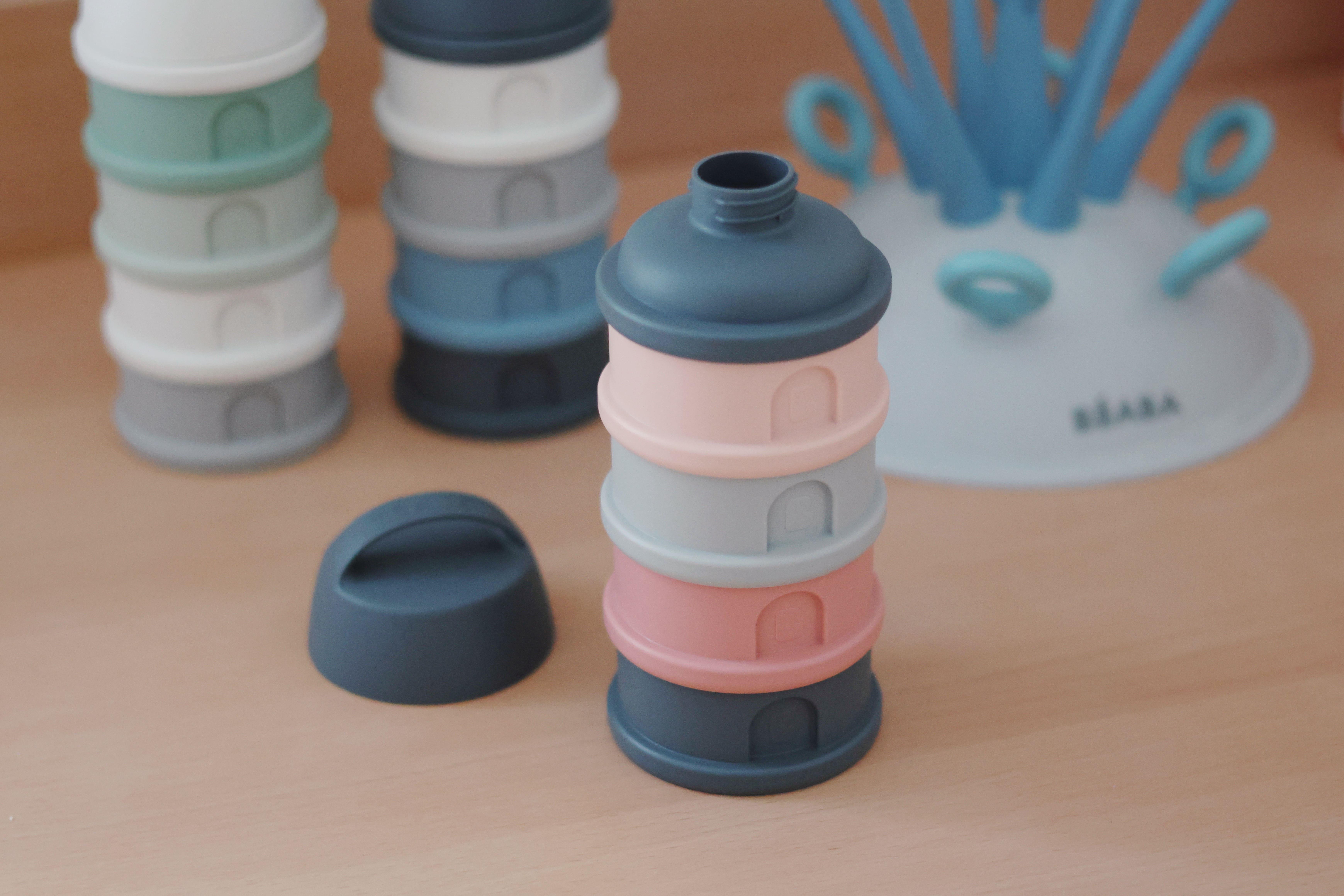 4 Katmanlı süt tozu kutusu ve atıştırmalık kabı (Mineral Grey/ Pink) Beslenme Beaba