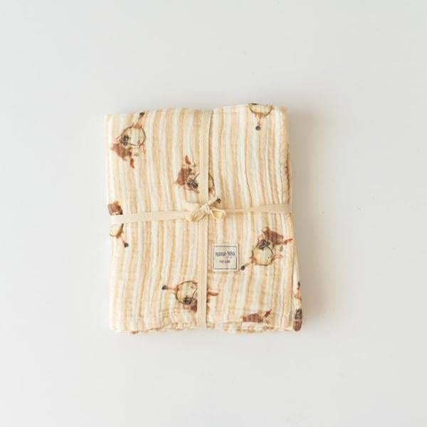 Organik Bebek Battaniyesi // 4 Kat Müslin - Tavşan Desenli Kategorisiz Mama Yoyo